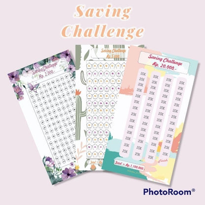 Flashee 10 Lembar Saving Challenge Binder A6 Kertas Loose Leaf Tantangan Menabung A6 6 Ring