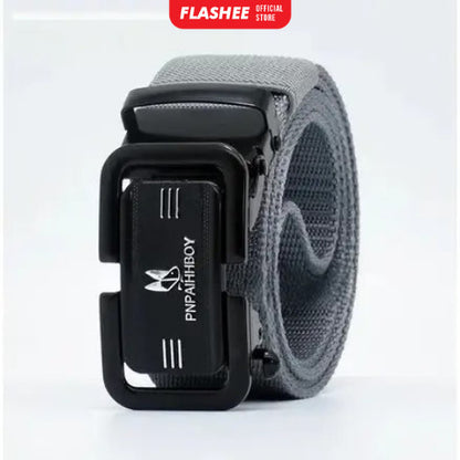 Flashee Ikat Pinggang Pria Canvas Stylish Metal Men Belt Detector Kepala Logam Besi