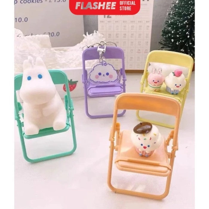 FlasheePhone Holder Kursi Macaron Folding Chair Stand Holder Phone Kursi Lipat Dudukan Penyangga HP