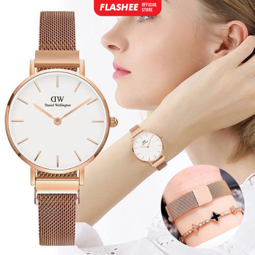Flashee Jam Tangan Wanita Analog Rantai Magnet Polos Fashion Watch