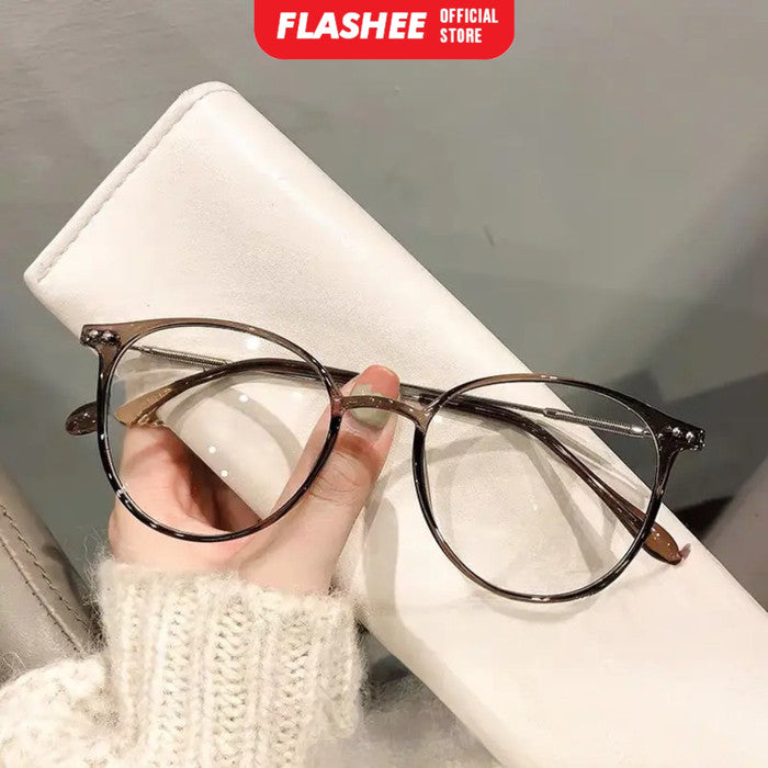 Flashee Kacamata Metal Bulat Korean Fashion Untuk Pria Dan Wanita Kacamata Unisex Frame