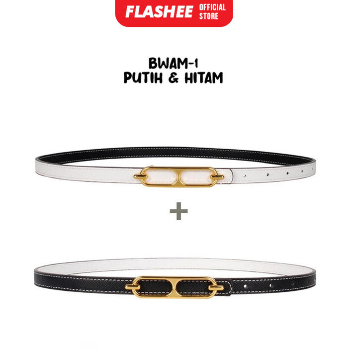 Flashee Ikat Pinggang Wanita Belt Kulit Fashion Korea Gesper Sabuk Bolak Balik Gaya Casual Import