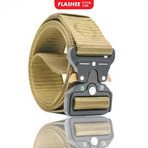 Flashee Ikat Pinggang Pria Canvas Militer Fast Unlocking Sabuk Metal Bahan Canvas