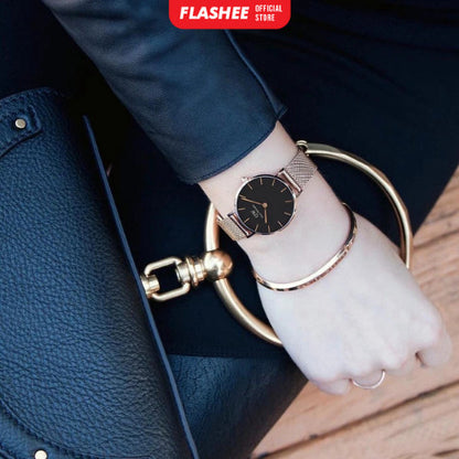 Flashee Jam Tangan Wanita Analog Rantai Magnet Polos Fashion Watch