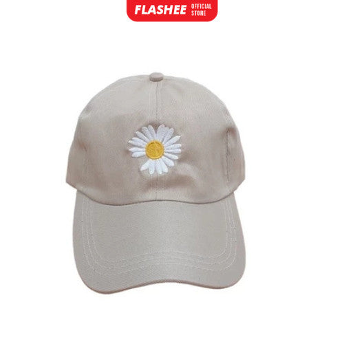 Flashee Topi Baseball Bordir Bunga Daisy Kecil Berkualitas Topi Polos Gaya Korea