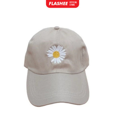 Flashee Topi Baseball Bordir Bunga Daisy Kecil Berkualitas Topi Polos Gaya Korea