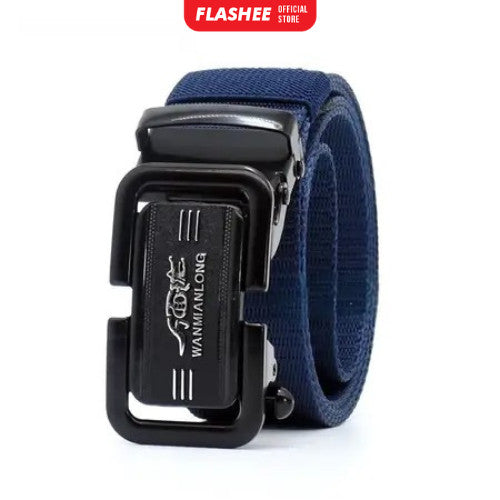 Flashee Ikat Pinggang Pria Canvas Stylish Metal Men Belt Detector Kepala Logam Besi