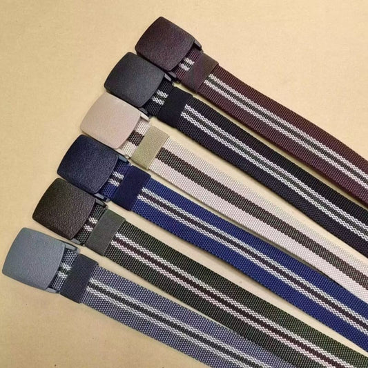 Flashee Ikat Pinggang Garis Pria Tactical Kanvas Nylon Gesper Pria Kanvas Sabuk Pria