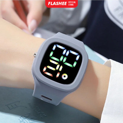 Flashee Jam Tangan Orin LED Digital Pria Wanita Rubber Electronic Fashion Couple Anak Remaja