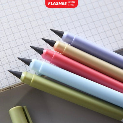 Flashee Paket Bundle 5 Pcs Pensil Eternal Tanpa Isi Warna Macaroon Pensil Tanpa Rautan Untuk Sekolah