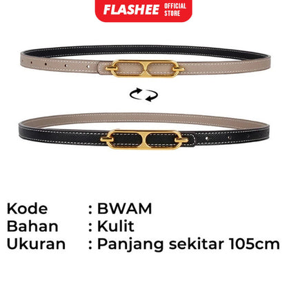 Flashee Ikat Pinggang Wanita Belt Kulit Fashion Korea Gesper Sabuk Bolak Balik Gaya Casual Import