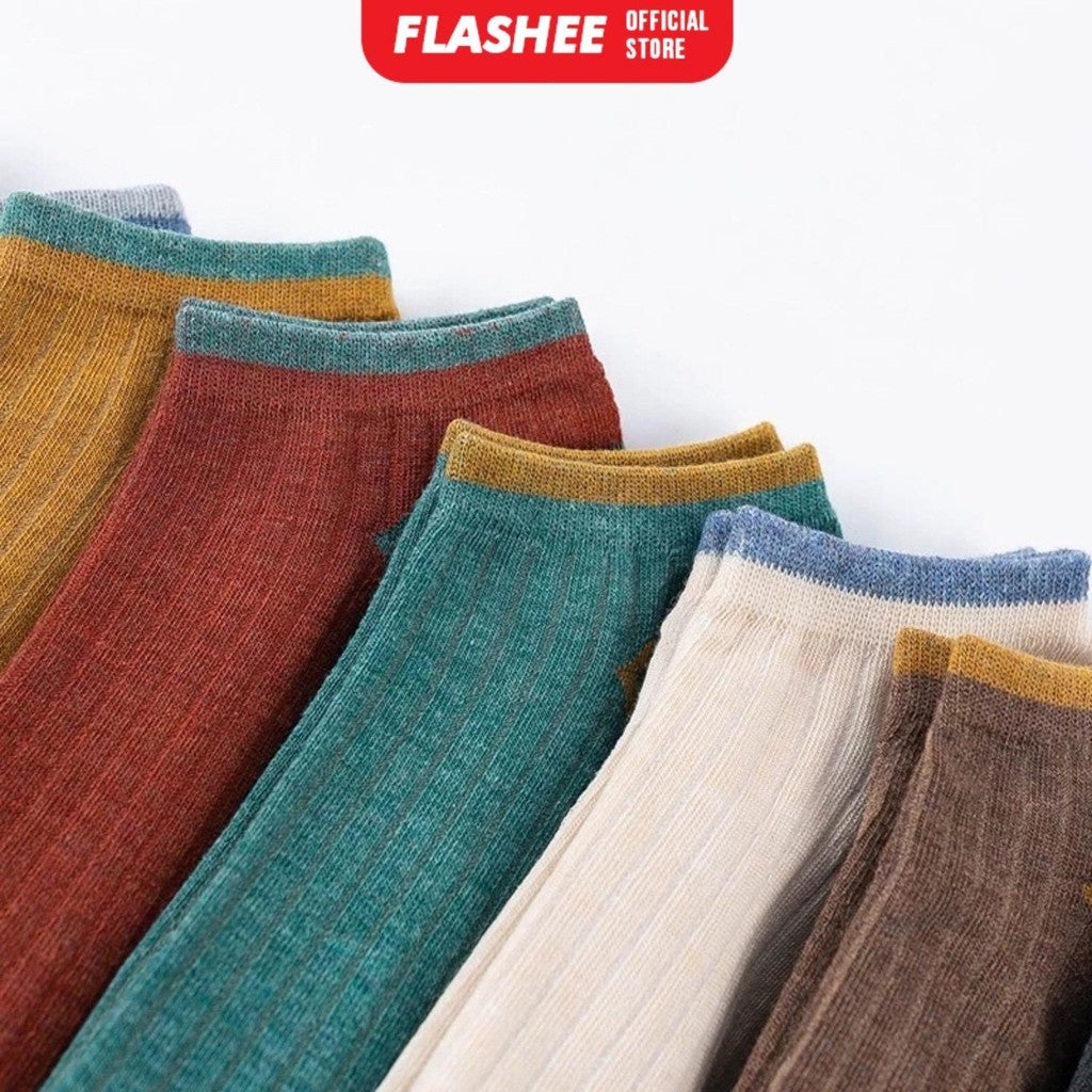 Flashee Kaos Kaki Pendek Garis Semata Kaki  Kaus Kaki Short Ankle Cute Socks  Kaos Kaki Polos Sock Unisex