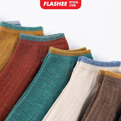 Flashee Kaos Kaki Pendek Garis Semata Kaki  Kaus Kaki Short Ankle Cute Socks  Kaos Kaki Polos Sock Unisex