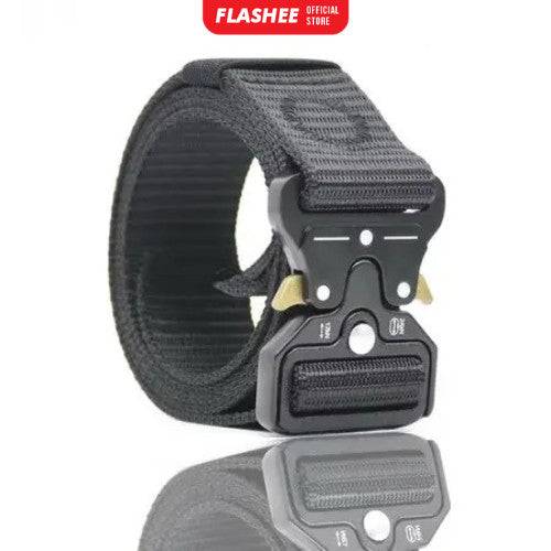 Flashee Ikat Pinggang Pria Canvas Militer Fast Unlocking Sabuk Metal Bahan Canvas