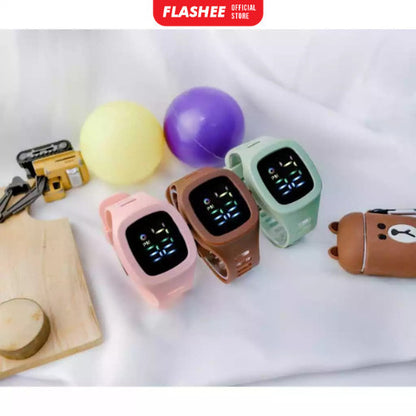 Flashee Jam Tangan Orin LED Digital Pria Wanita Rubber Electronic Fashion Couple Anak Remaja