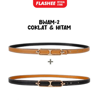 Flashee Ikat Pinggang Wanita Belt Kulit Fashion Korea Gesper Sabuk Bolak Balik Gaya Casual Import
