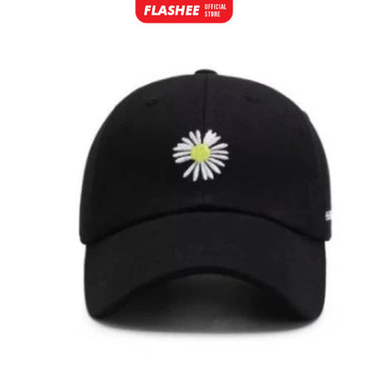 Flashee Topi Baseball Bordir Bunga Daisy Kecil Berkualitas Topi Polos Gaya Korea