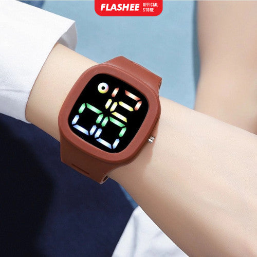 Flashee Jam Tangan Orin LED Digital Pria Wanita Rubber Electronic Fashion Couple Anak Remaja